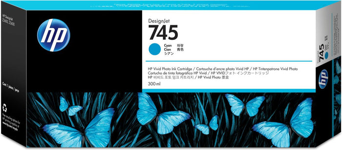 F9K03A HP #745 300ML CYAN INK CARTRIDGE