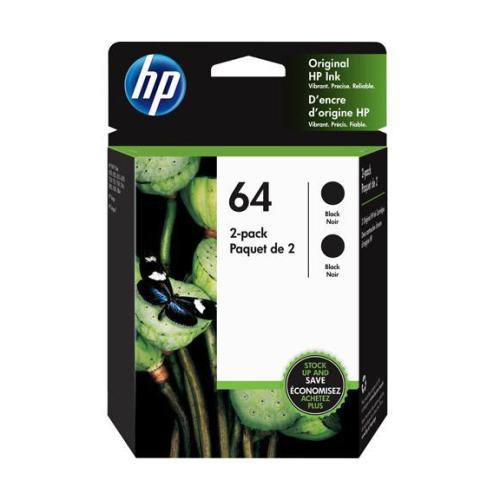 3YP22AN#140 HP #64 Black Original Ink Crtg 2 PK