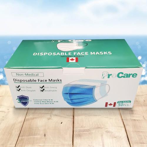 From $14.95/BOX #1 Brand High Filtration ProCare TM® Medical Device Licence 12545/FDA Approved Disposable 3 Ply Safety Face Mask - Custom Made for the Canadian Market