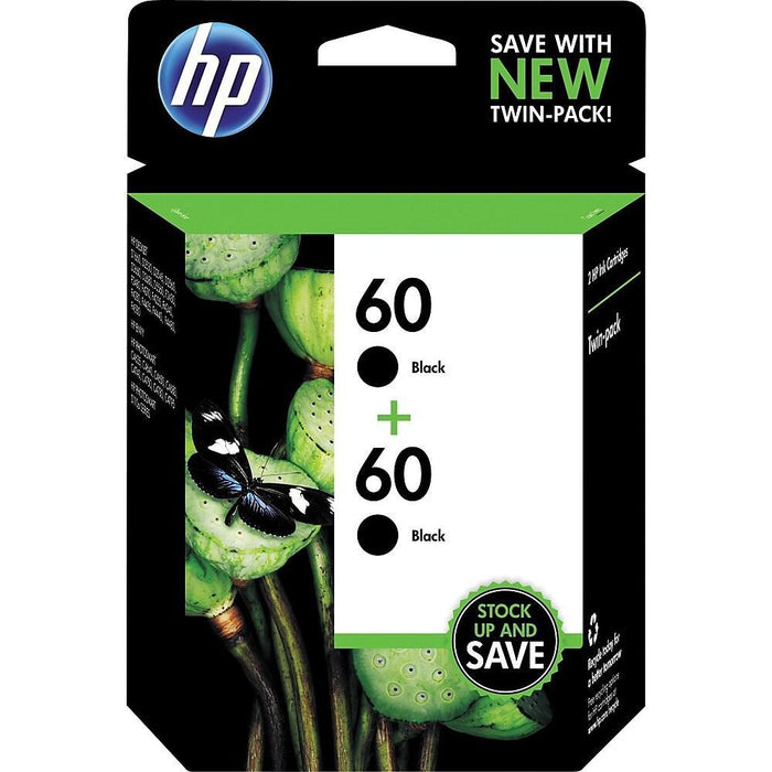 CZ071FN#140 HP #60 Black Ink Cartridge Twin Pack