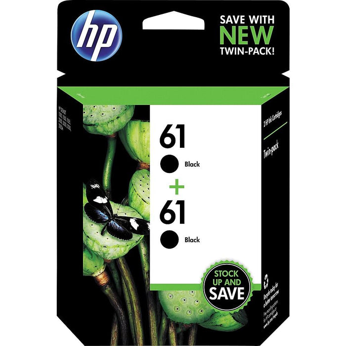 CZ073FN#140 HP #61 Black Ink Cartridge Twin Pack